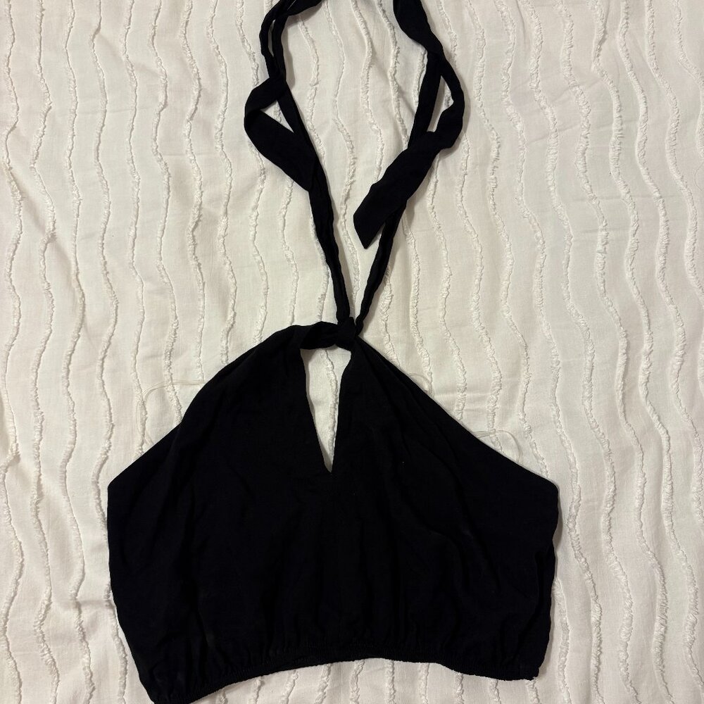 Black Halter Crop Top